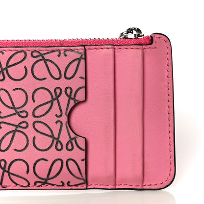 Loewe Engraved Calfskin Anagram Coin Card Holder Wild Rose 12 of 14