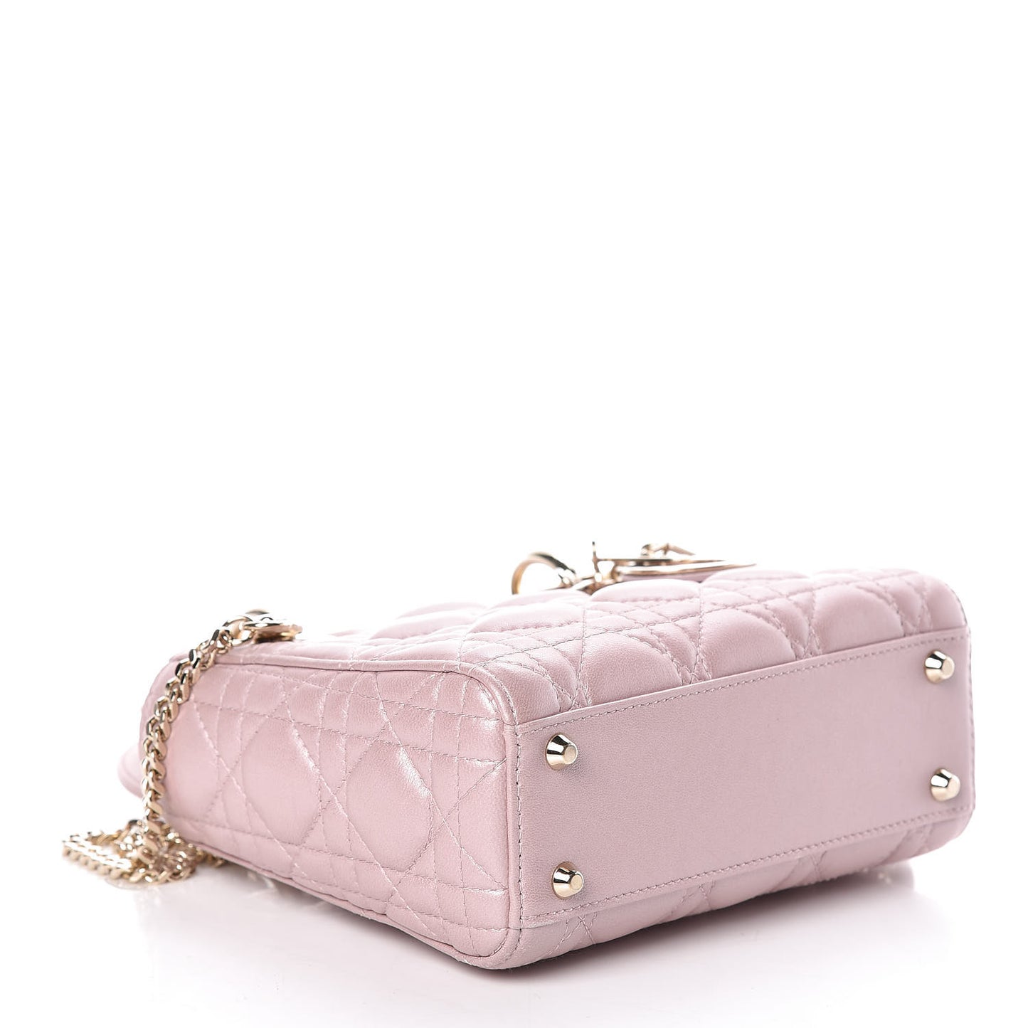 Metallic Lambskin Cannage Mini Lady Dior Lotus