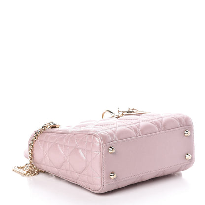 Christian Dior Metallic Lambskin Cannage Mini Lady Dior Lotus 4 of 14