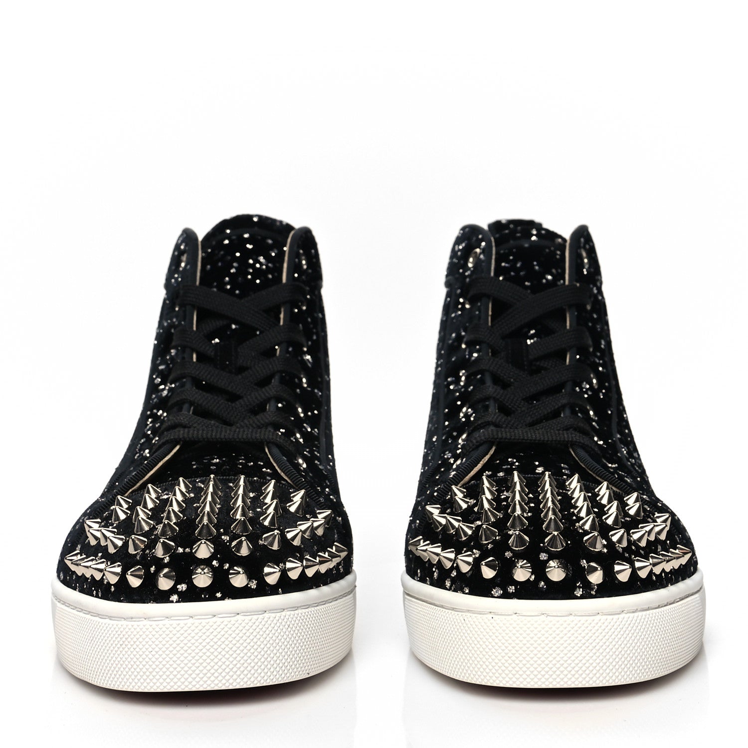 Christian Louboutin Velvet Lou Spikes Orlato Sneakers 42 Black Silver 2 of 9