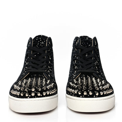 Christian Louboutin Velvet Lou Spikes Orlato Sneakers 42 Black Silver 2 of 9