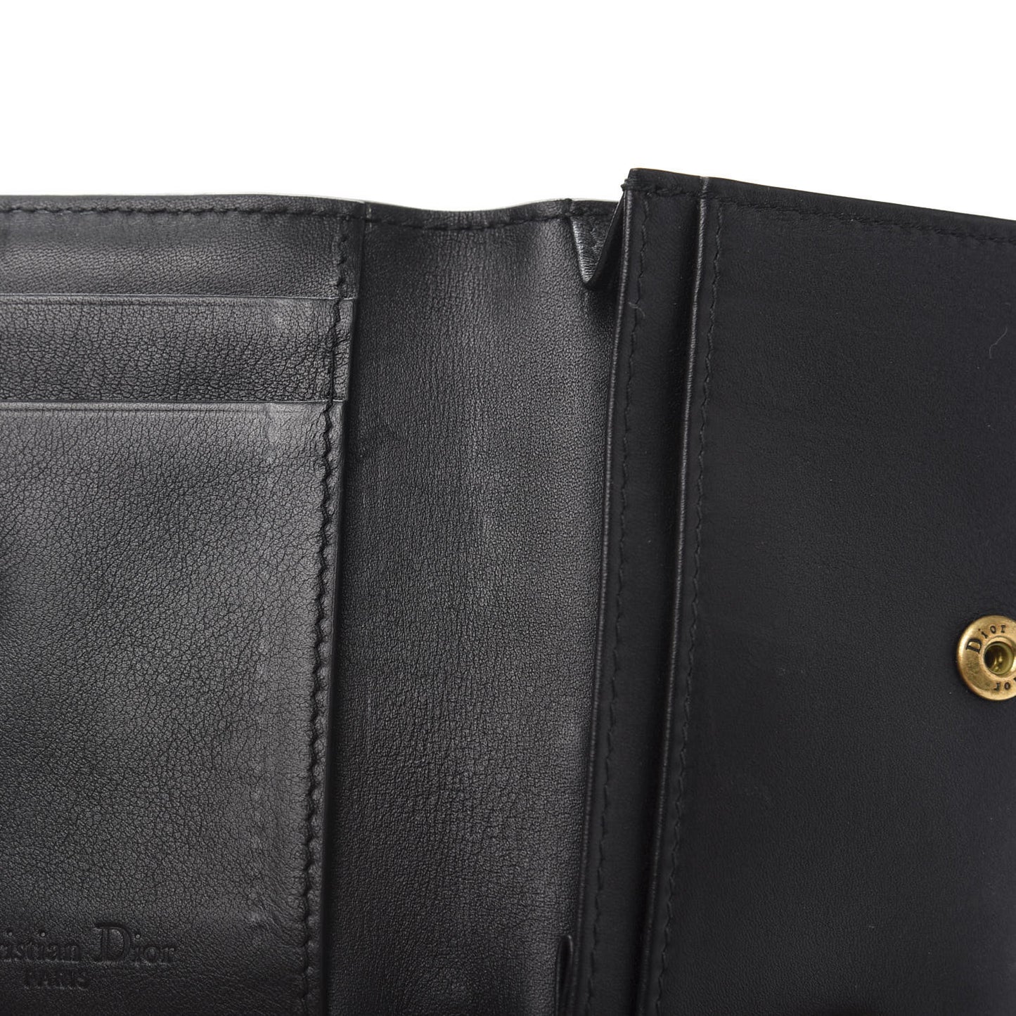 Lambskin Cannage Studded Lady Dior Card Holder Black