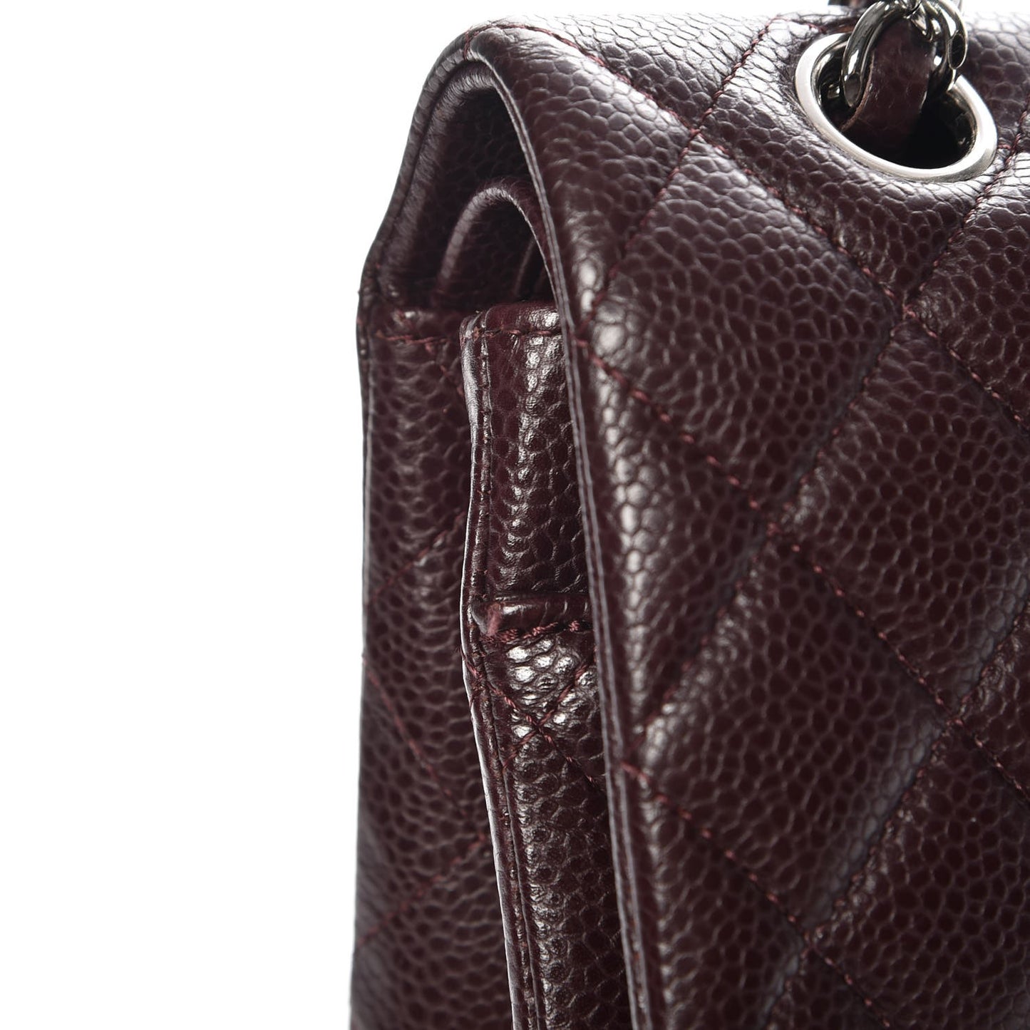 Caviar Quilted Medium Double Flap Burgundy