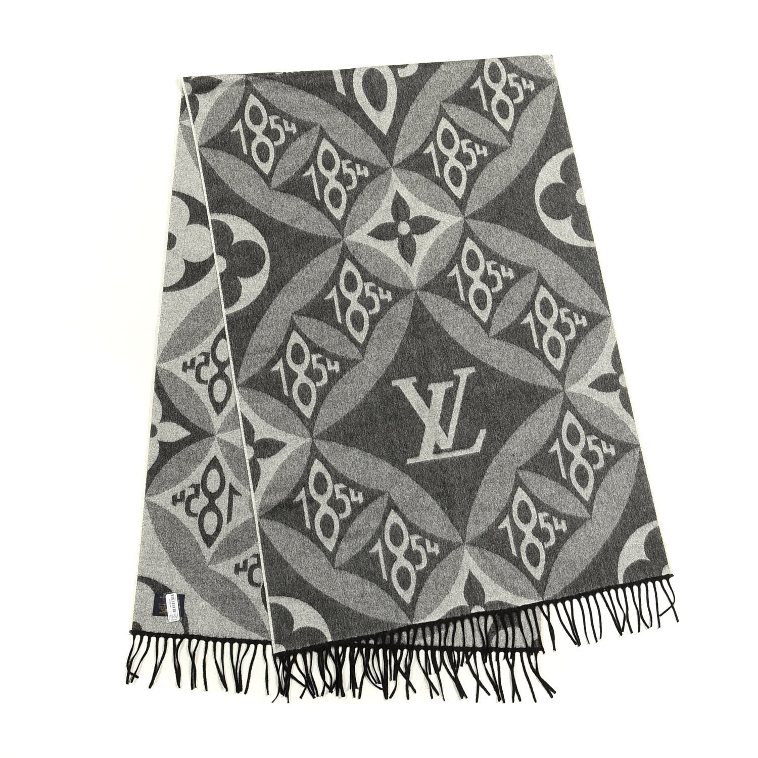 Louis Vuitton Wool Cashmere Since 1854 Scarf Gray 2 of 4