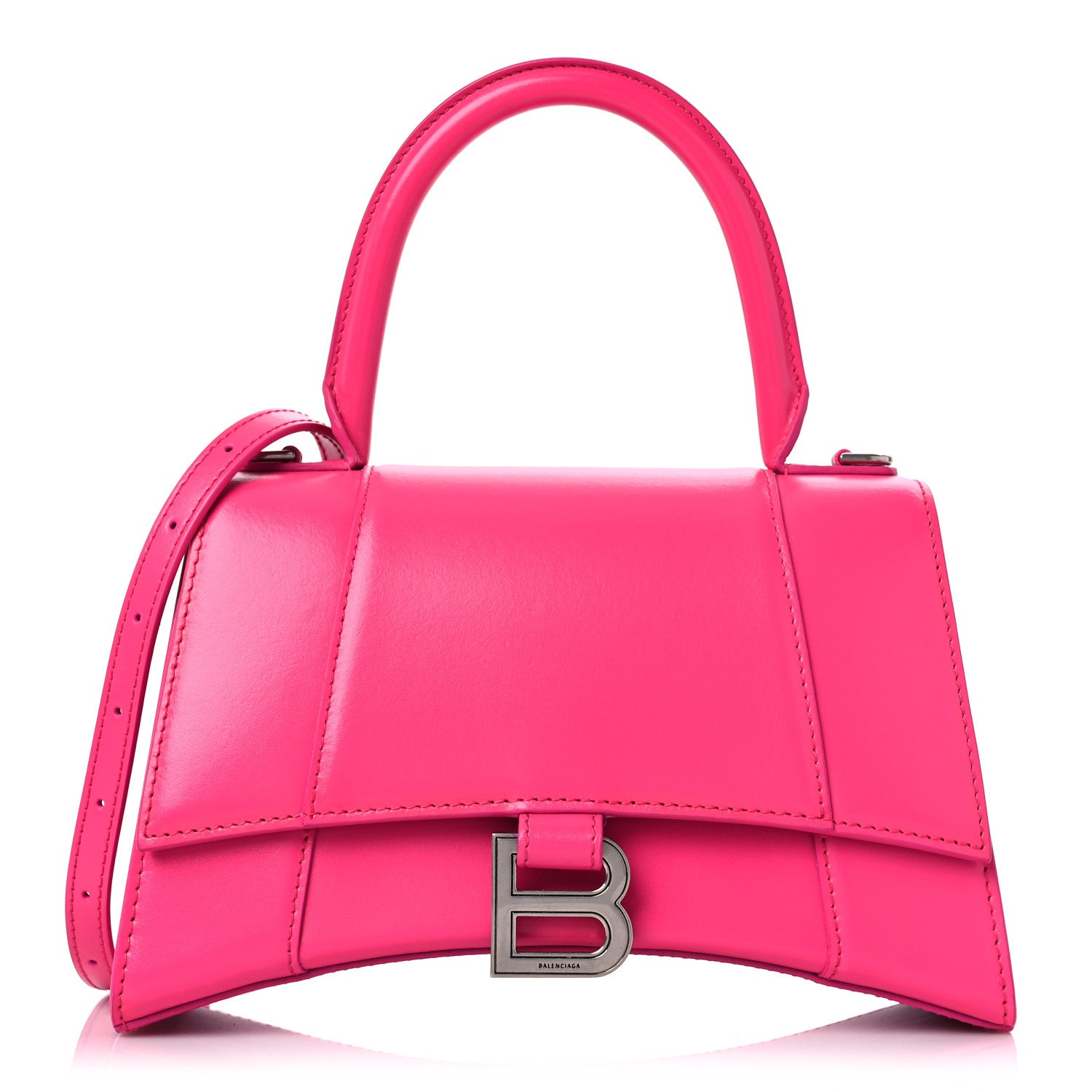 Balenciaga Shiny Box Calfskin Small Hourglass Top Handle Bag Acid Fuchsia 1 of 12