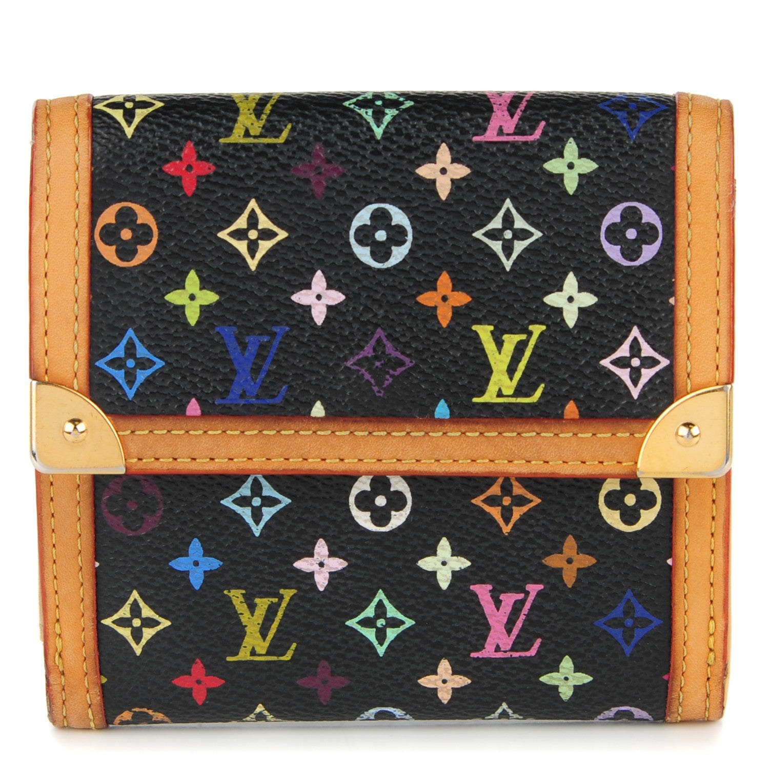 Louis Vuitton Monogram Multicolor Porte-Monnaie Billets Wallet Black 1 of 10
