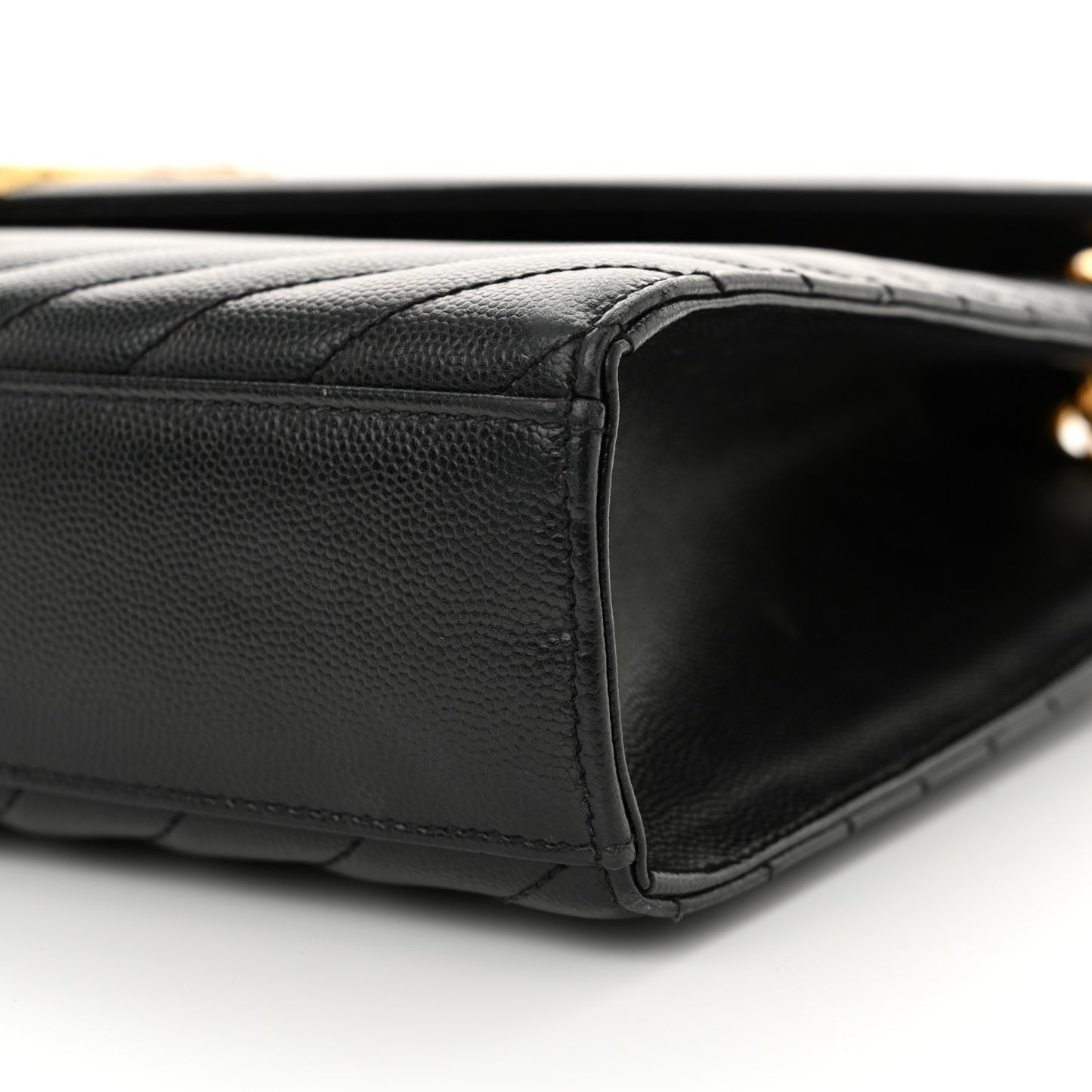 Grain De Poudre Matelasse Chevron Large Monogram Satchel Black