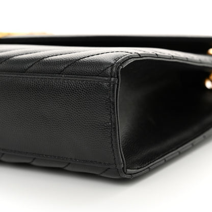 Saint Laurent Grain De Poudre Matelasse Chevron Large Monogram Satchel Black 10 of 15