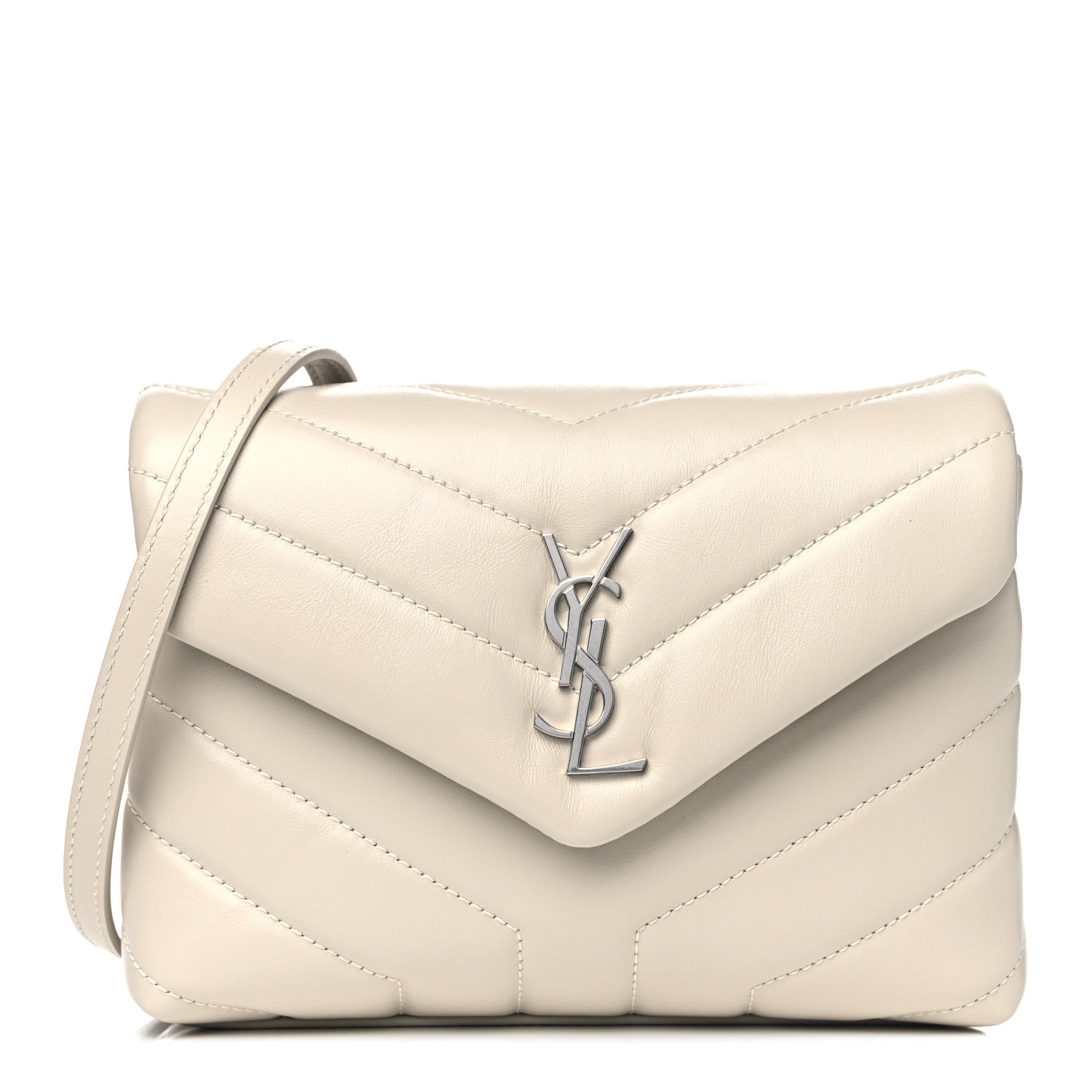 Saint Laurent Calfskin Y Quilted Monogram Toy Loulou Crossbody Bag Crema Soft 1 of 14