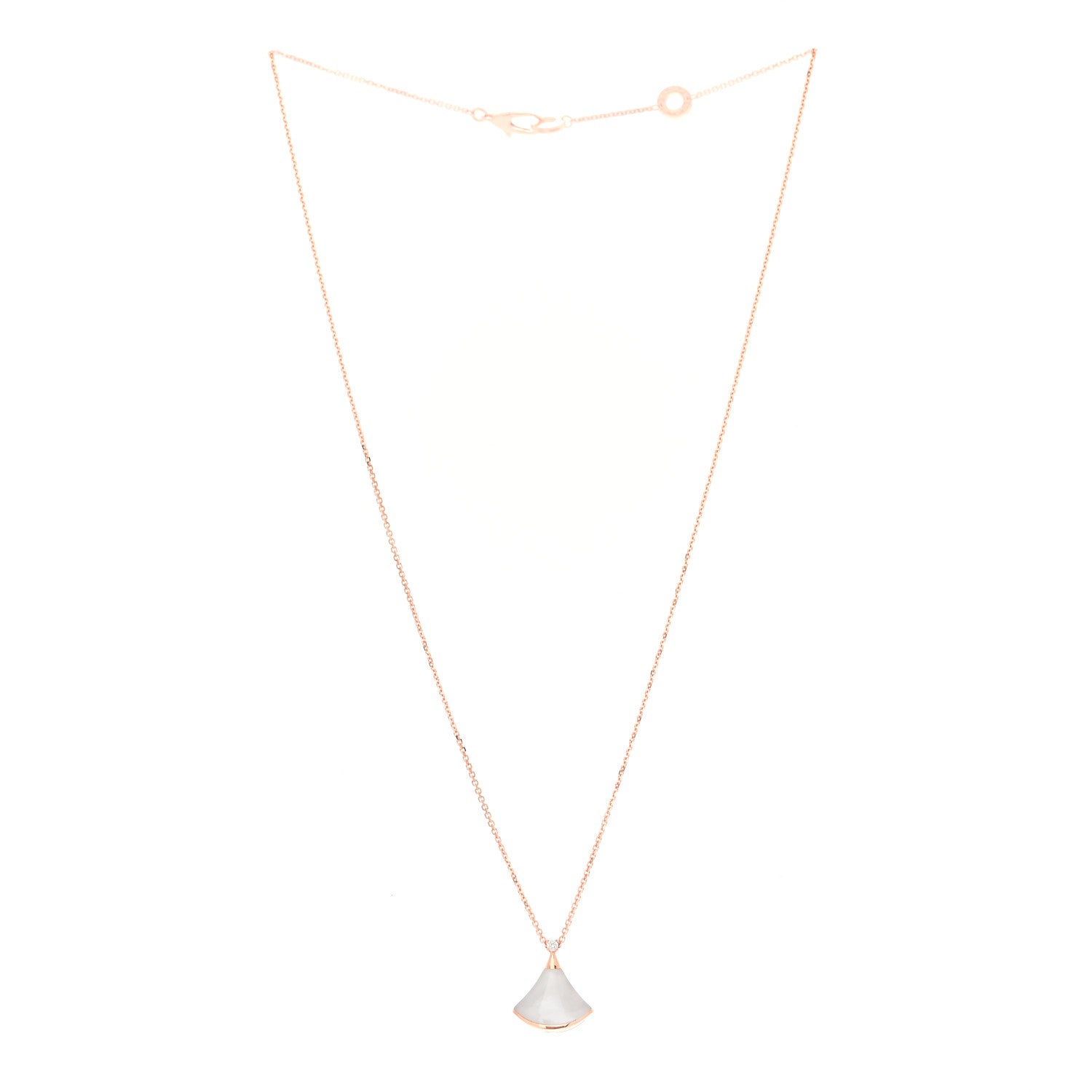 Bulgari 18K Rose Gold Diamond Mother of Pearl Small Divas' Dream Pendant Necklace 3 of 9