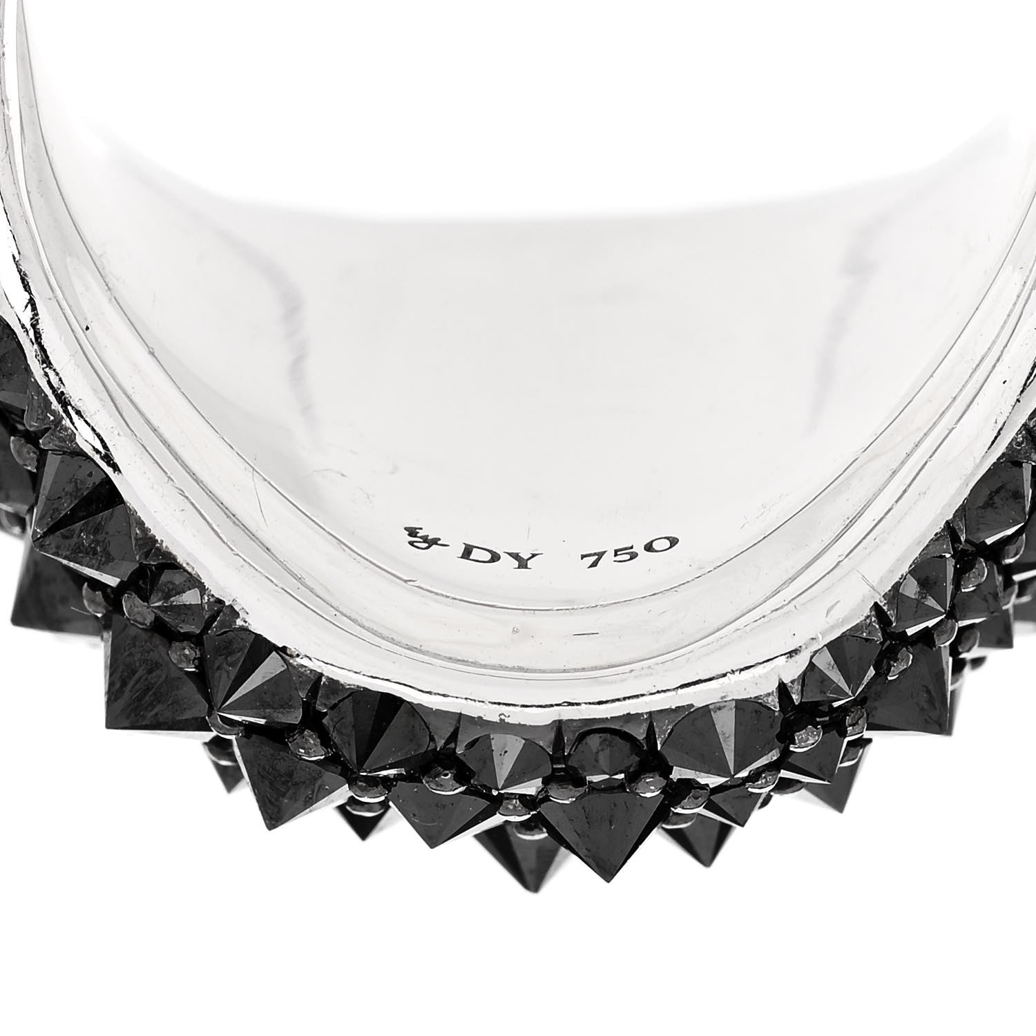 David Yurman 18K White Gold Black Diamond 17.5mm Reverse Set Chevron Pinky Ring 54 7 5 of 5