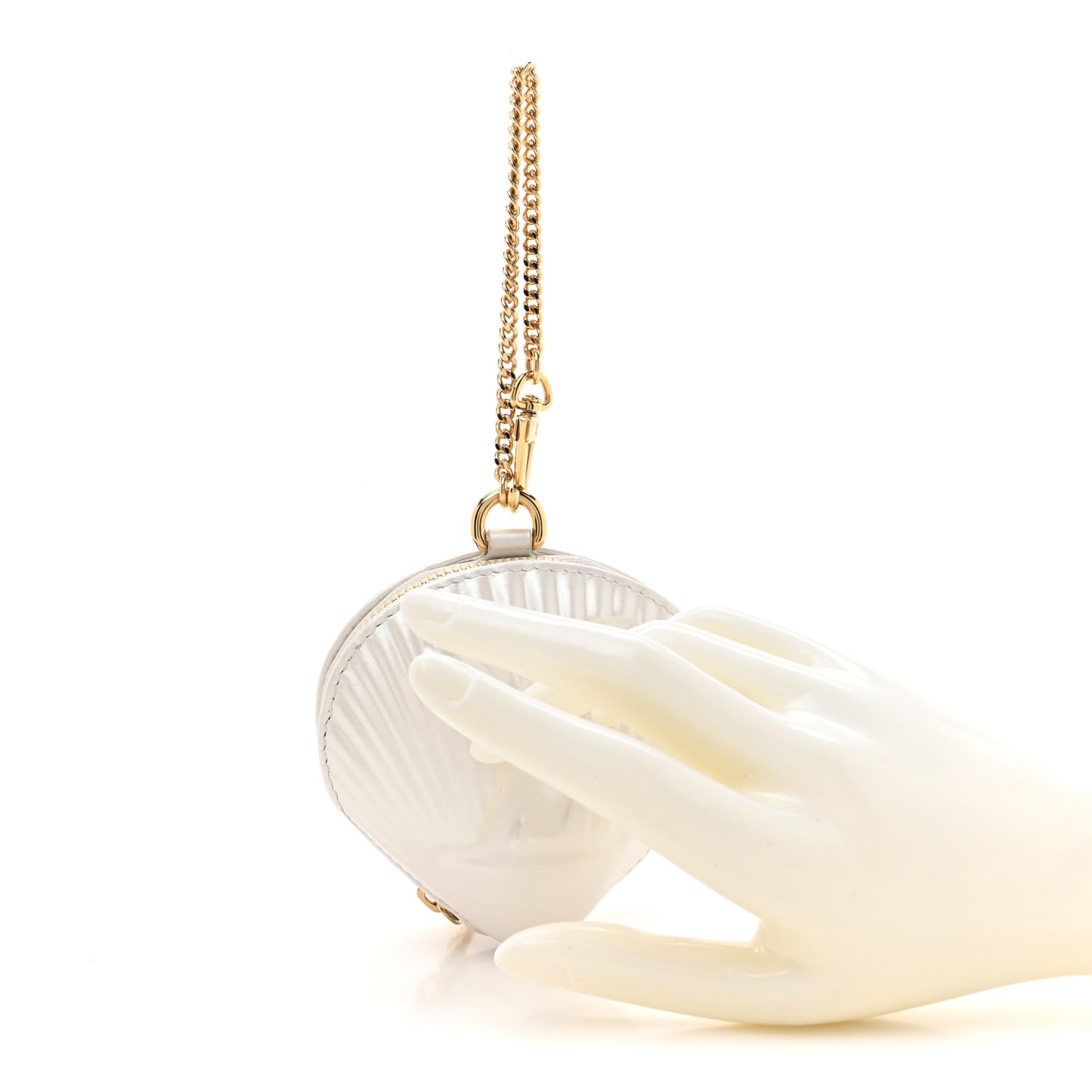 Cowhide By The Pool Shell Coin Purse White
