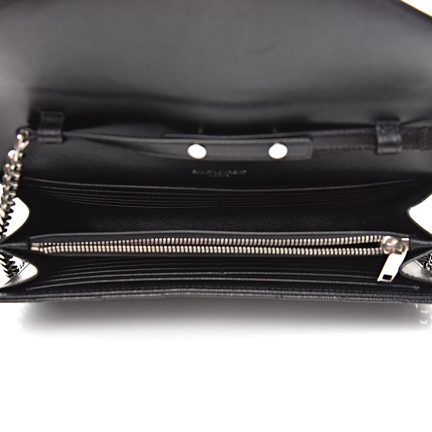 Grain De Poudre Matelasse Chevron Monogram Chain Wallet Black