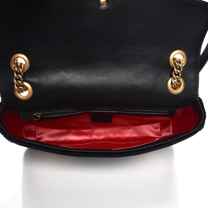 Gucci Velvet Matelasse Loved Embroidered Medium GG Marmont Shoulder Bag Black 5 of 7