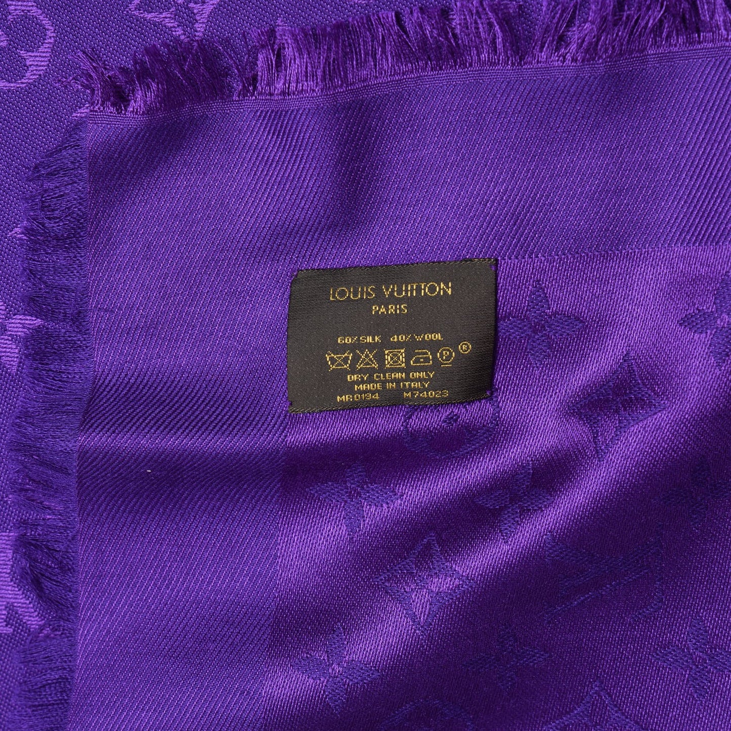 Wool Silk Monogram Shawl Amethyste