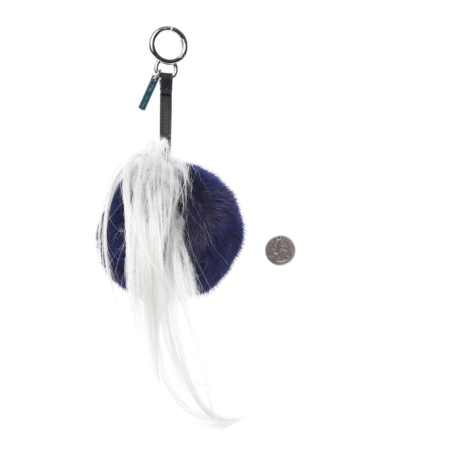 Mink Fox Fur QuTweet Birgami Bag Bug Charm Blue