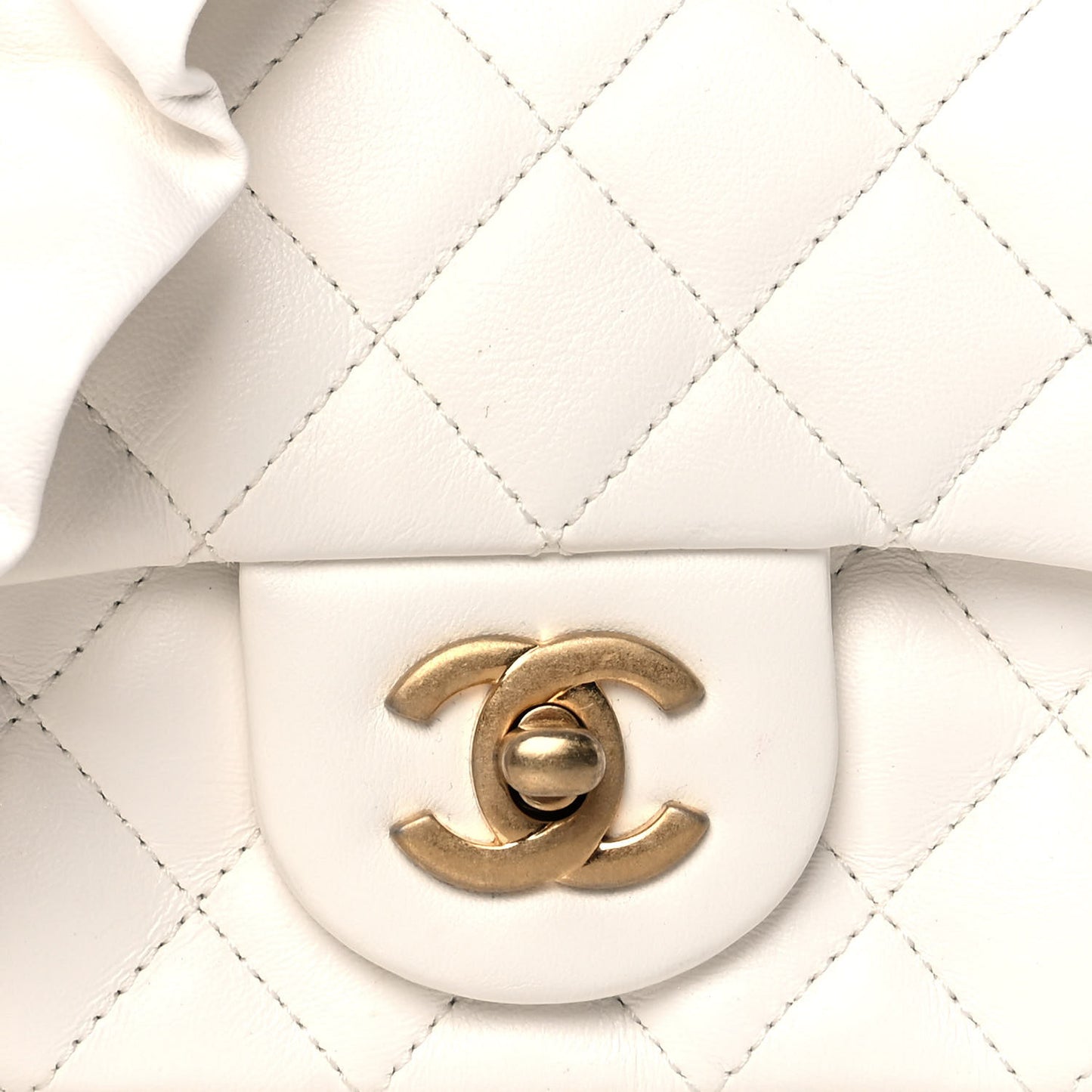 Lambskin Quilted Mini Romance Rectangular Flap White