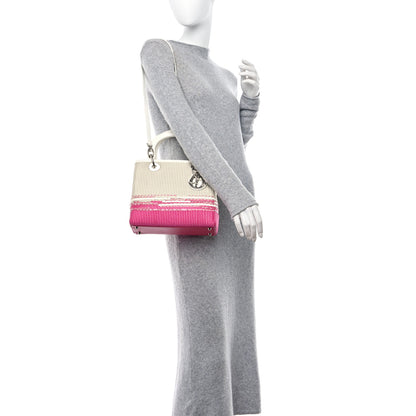 Christian Dior Raffia Medium Lady Dior Pink 2 of 14