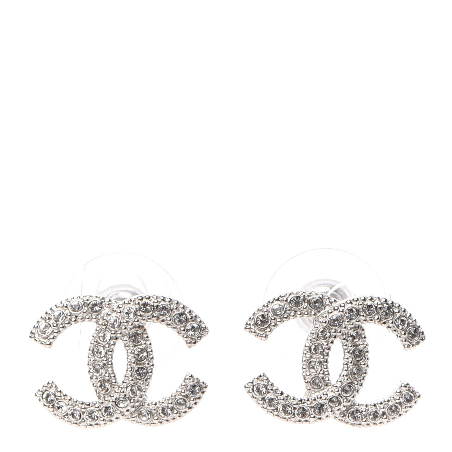 Chanel Crystal CC Earrings Silver 1 of 5