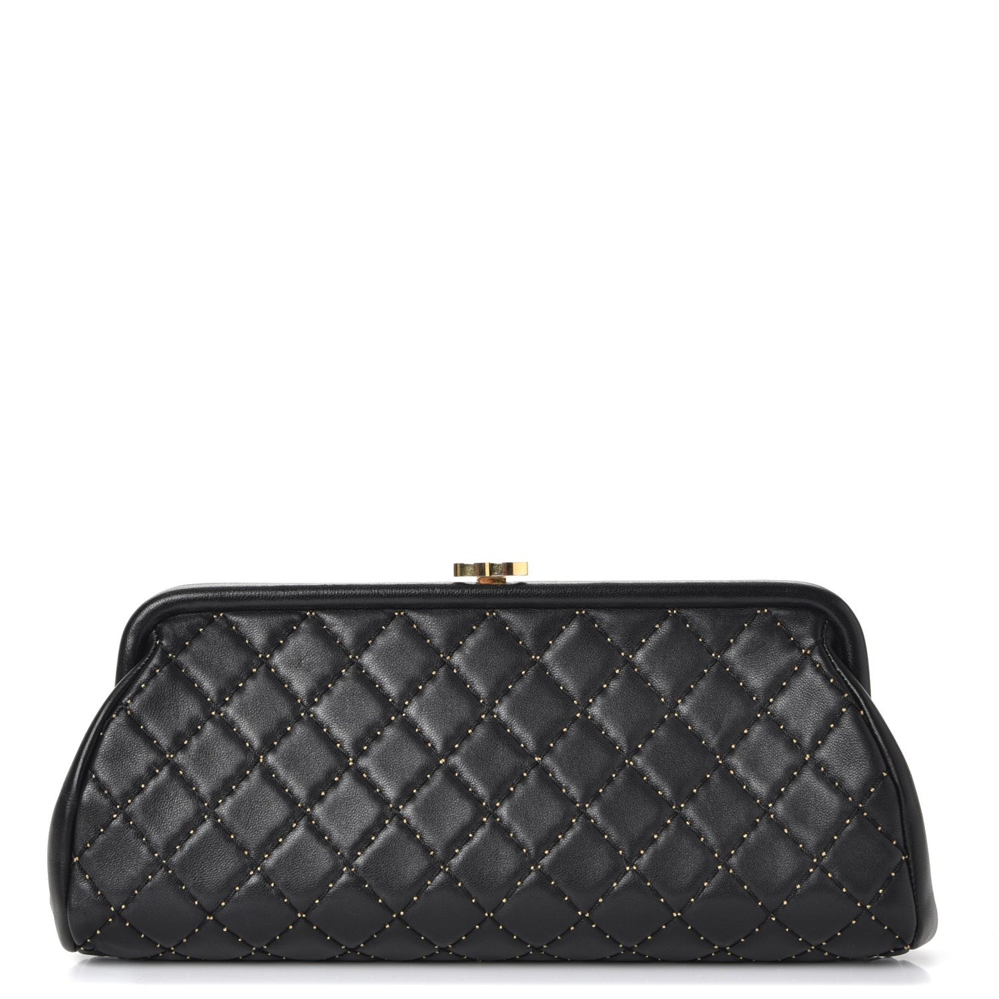 Lambskin Stitched Timeless Clutch Black