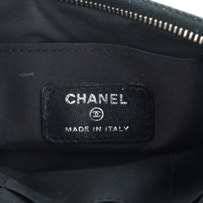 Chanel Coated Canvas Quilted Paris Biarritz Ligne Clutch Black 6 of 7