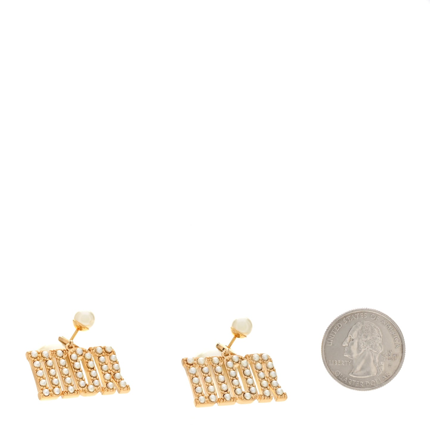 Metal Pearl Tribal Drop Earrings Gold