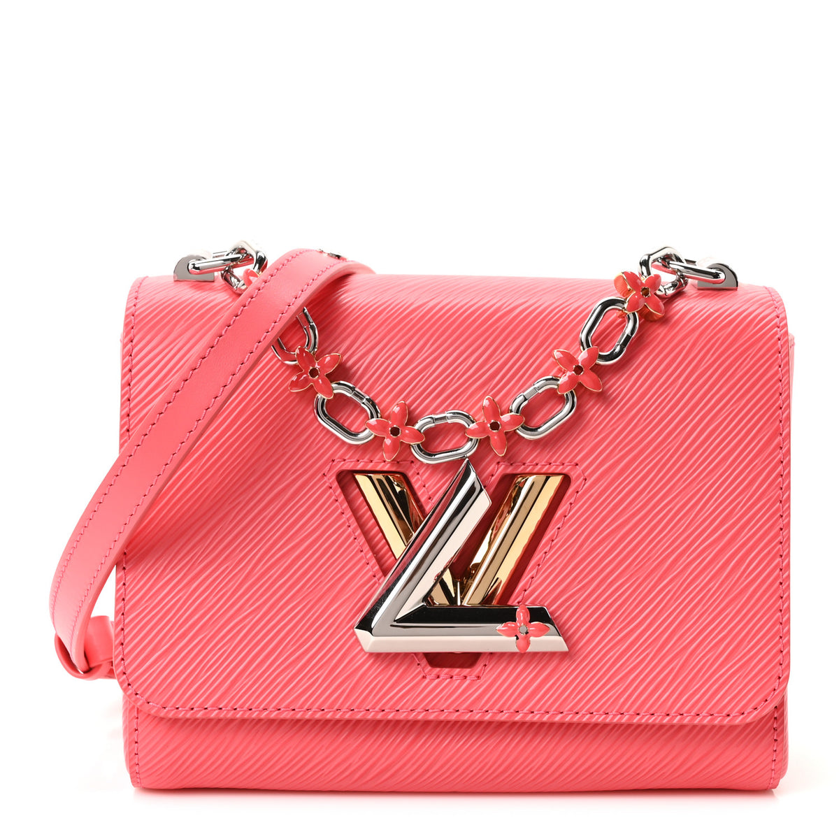 Louis Vuitton Epi Twist Monogram Flower Chain Shoulder Bag PM Coral 1 of 10