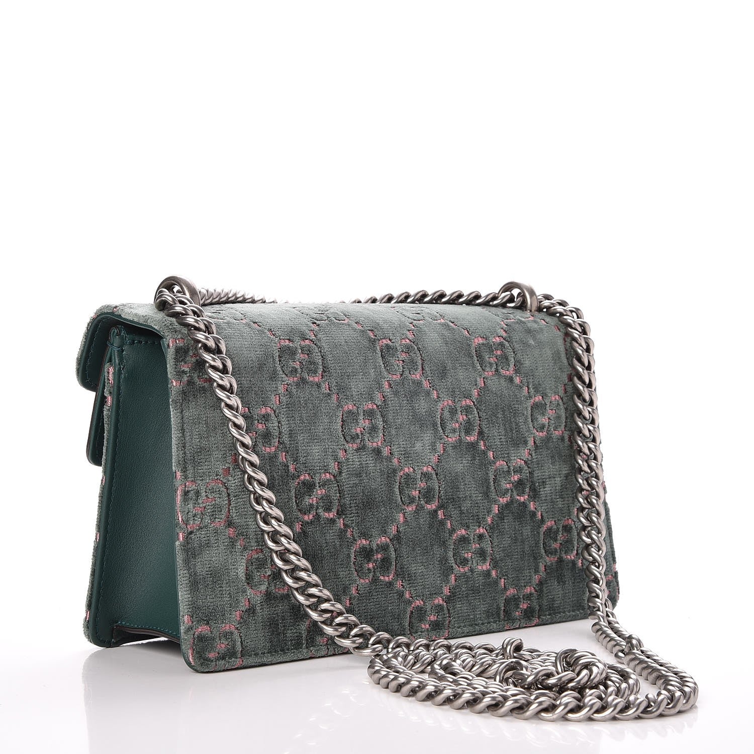Gucci Velvet Moon Calfskin Crystal GG Monogram Small Dionysus Shoulder Bag Avio Dusty Pink Black Diamond 3 of 8