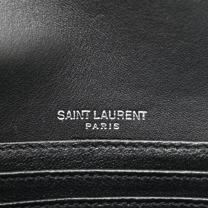 Saint Laurent Calfskin Crocodile Embossed Monogram Kate Belt Bag Black 6 of 9