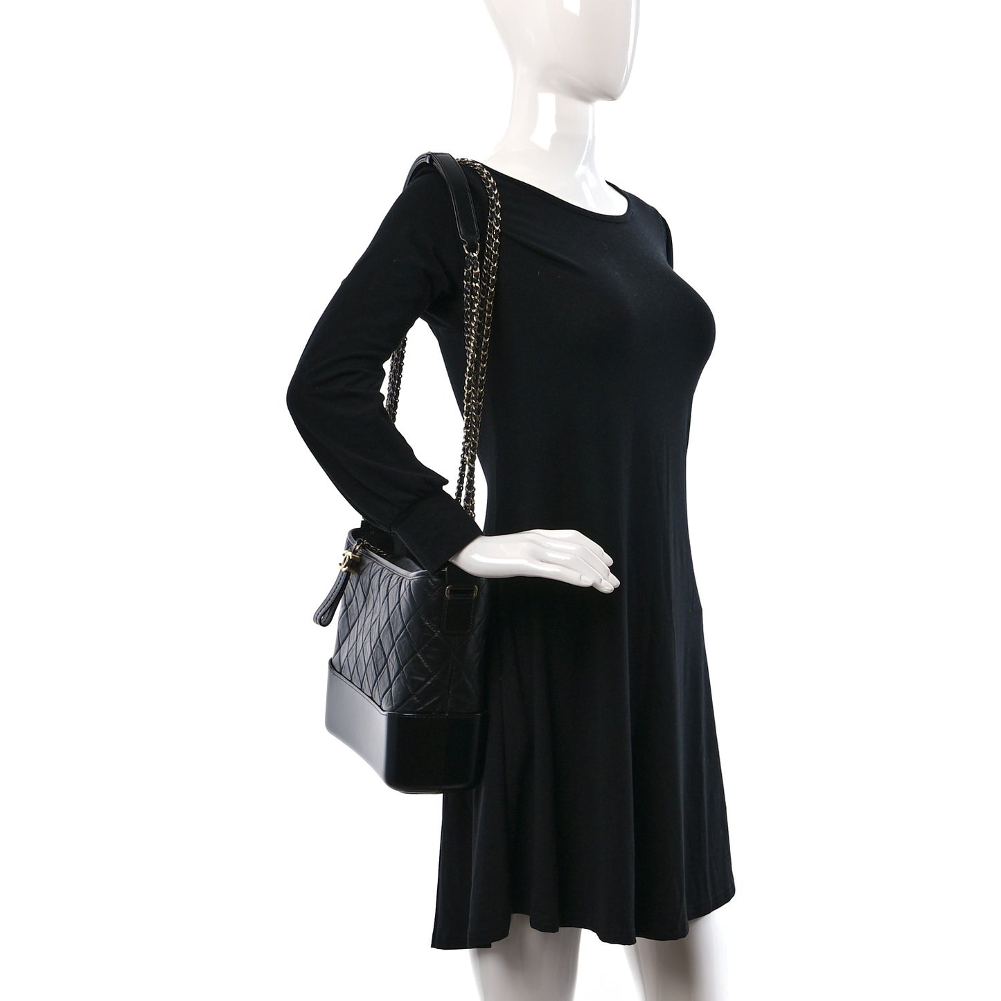 Aged Calfskin Quilted Medium Gabrielle Hobo Black