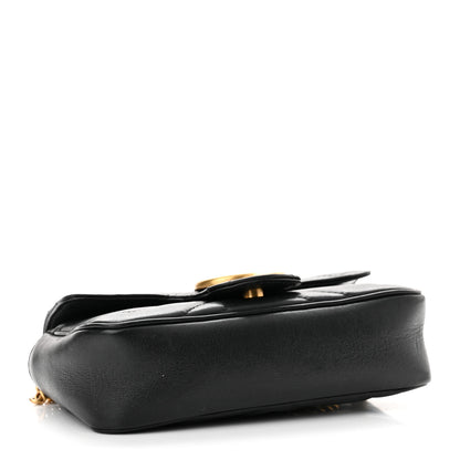 Gucci Calfskin Matelasse Super Mini GG Marmont Shoulder Bag Black 4 of 9