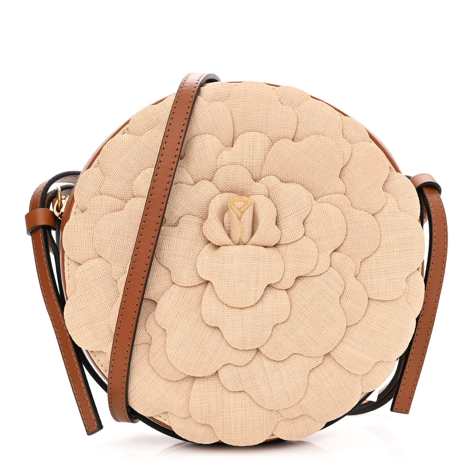 Valentino Garavani Canvas Calfskin Atelier 03 Rose Edition Round Crossbody Bag Natural 1 of 9