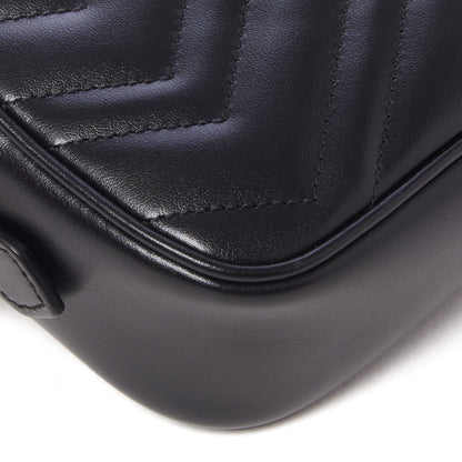 Gucci Calfskin Matelasse Mini GG Marmont Chain Shoulder Bag Black 5 of 10