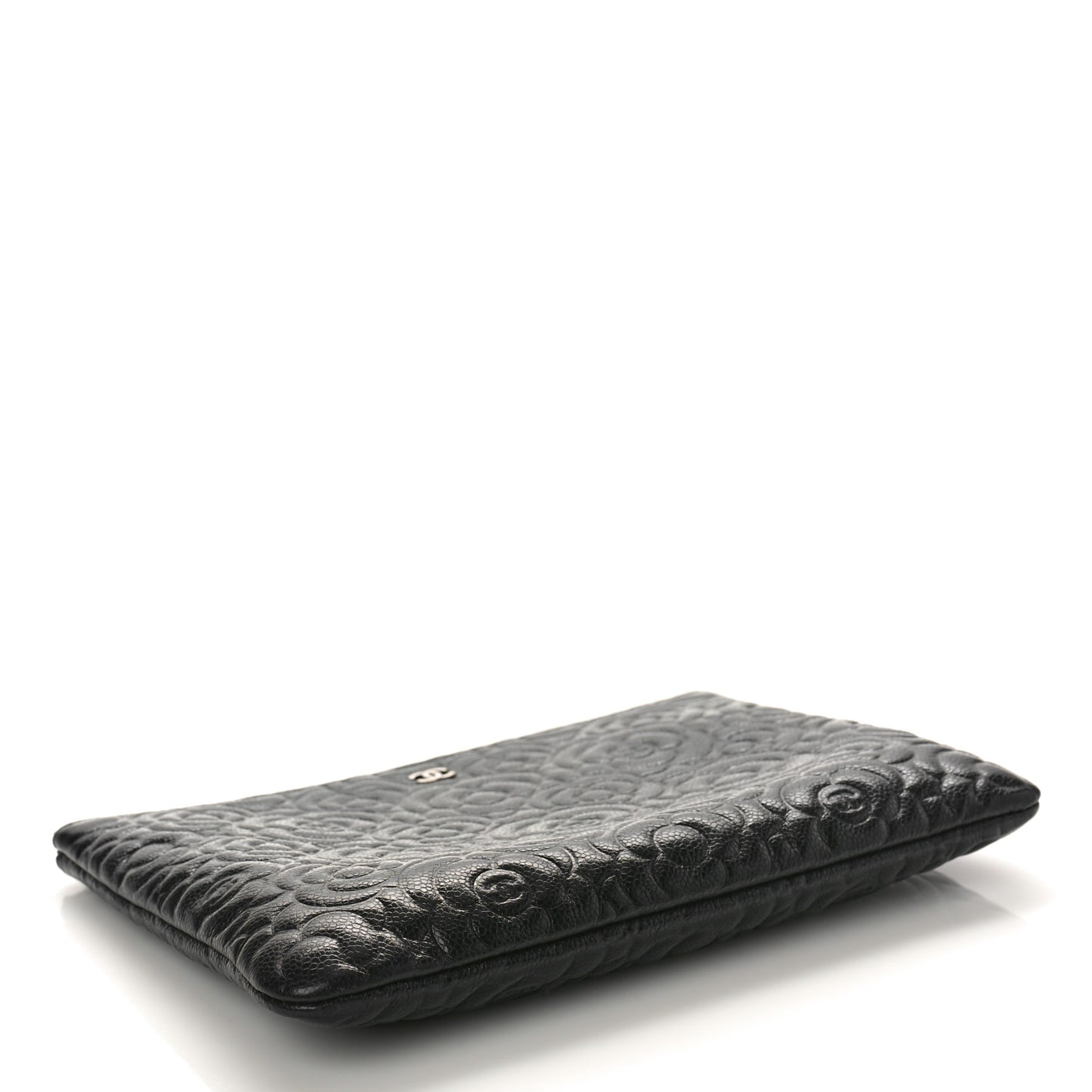 Caviar Camellia Embossed Medium Cosmetic Case Black