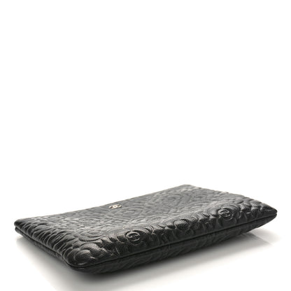 Chanel Caviar Camellia Embossed Medium Cosmetic Case Black 4 of 8
