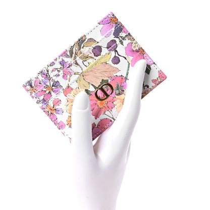 Christian Dior Calfskin Caro Freesia Five-Slot Card Holder White Multicolor 2 of 7