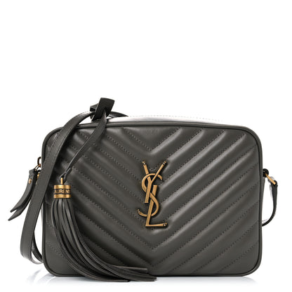Saint Laurent Calfskin Matelasse Monogram Lou Camera Bag Grey Kaki 1 of 17