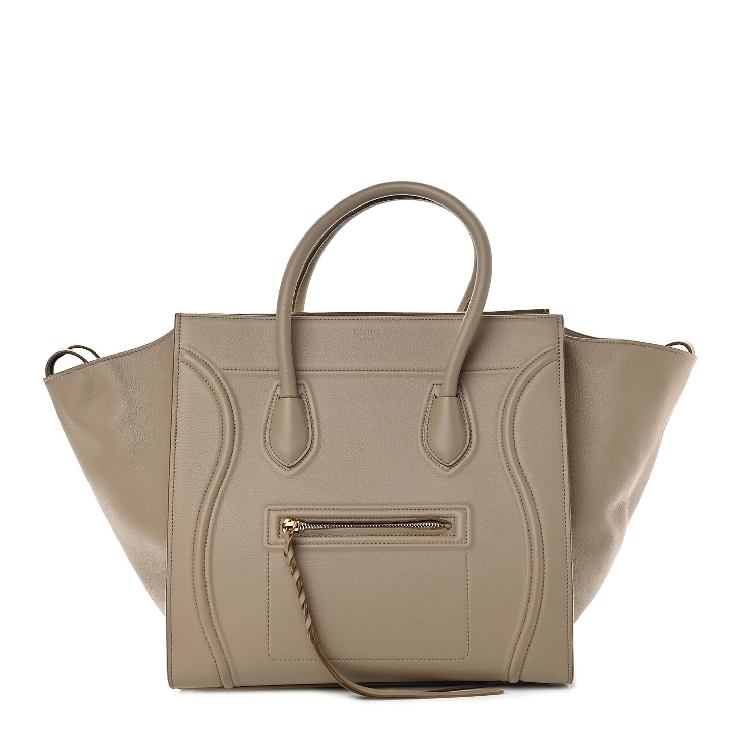 Grained Calfskin Medium Phantom Luggage Beige