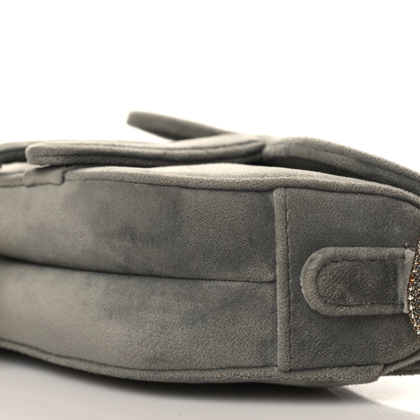 Velvet Crystal Mini Saddle Bag Grey