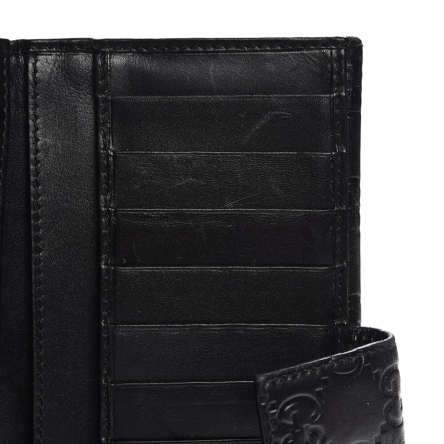 Guccissima Margaux Calfskin Metal Bar Continental Flap Wallet Black