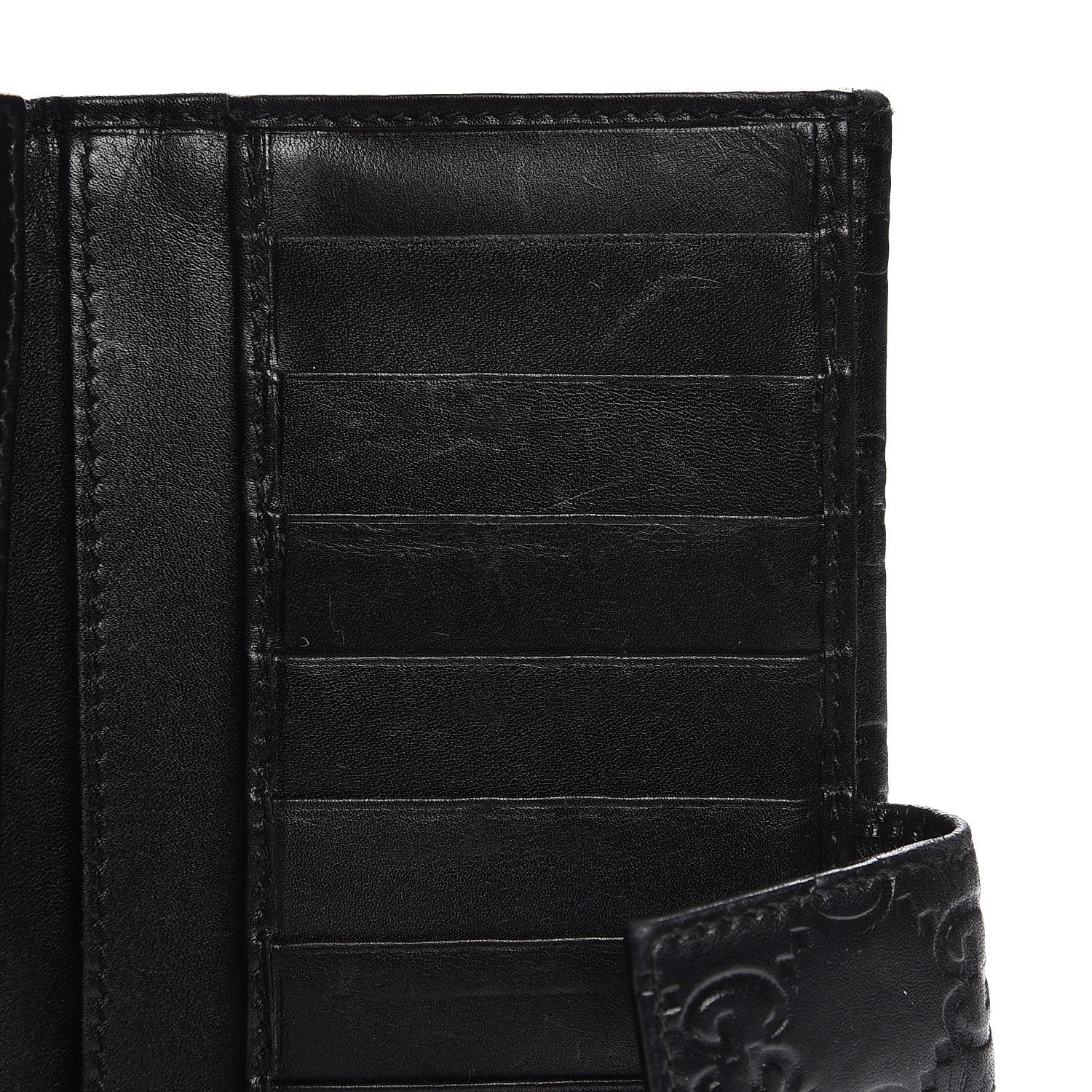 Gucci Guccissima Margaux Calfskin Metal Bar Continental Flap Wallet Black 13 of 14