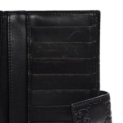 Gucci Guccissima Margaux Calfskin Metal Bar Continental Flap Wallet Black 13 of 14