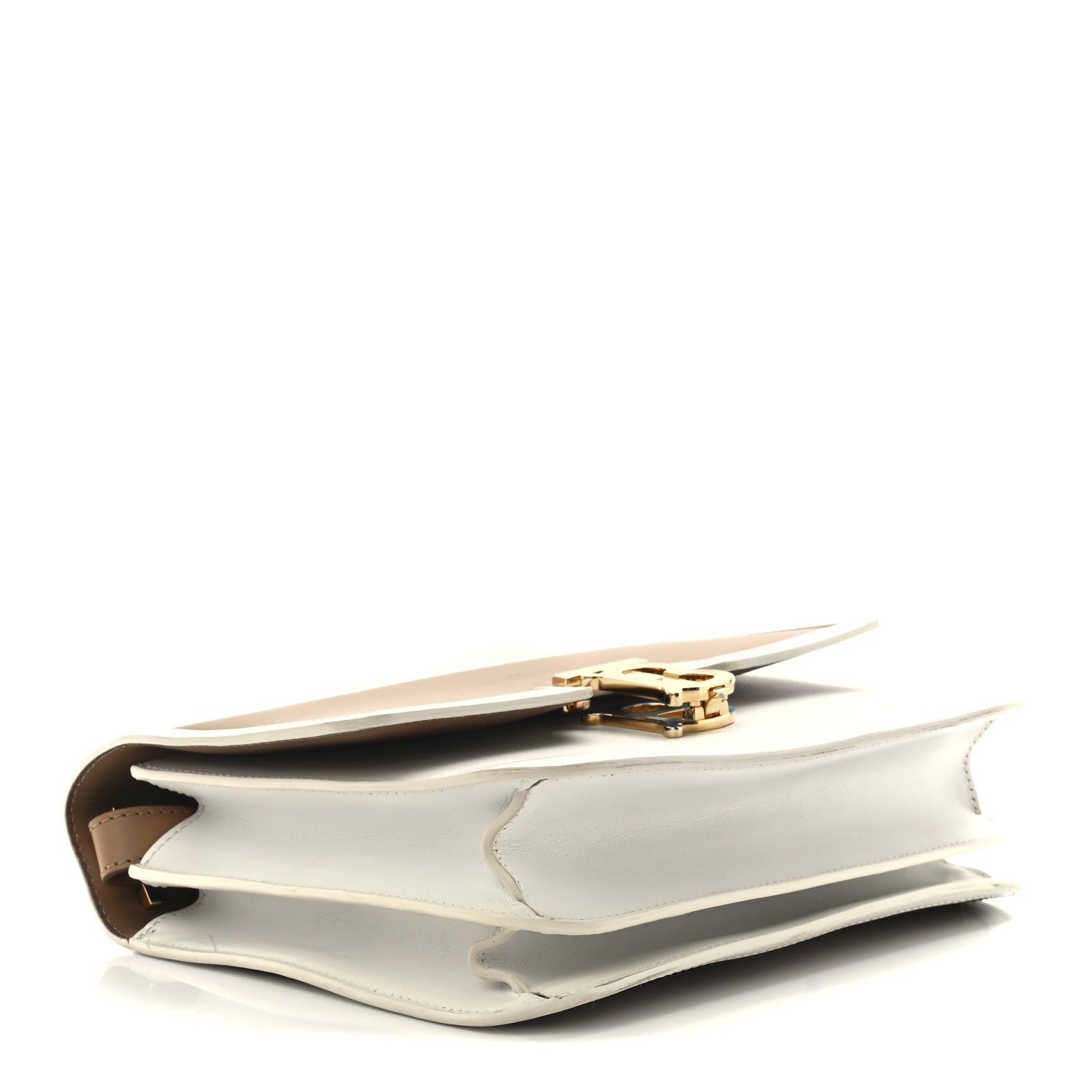 Burberry Smooth Calfskin Monogram Medium TB Bag Chalk White Camel 4 of 10