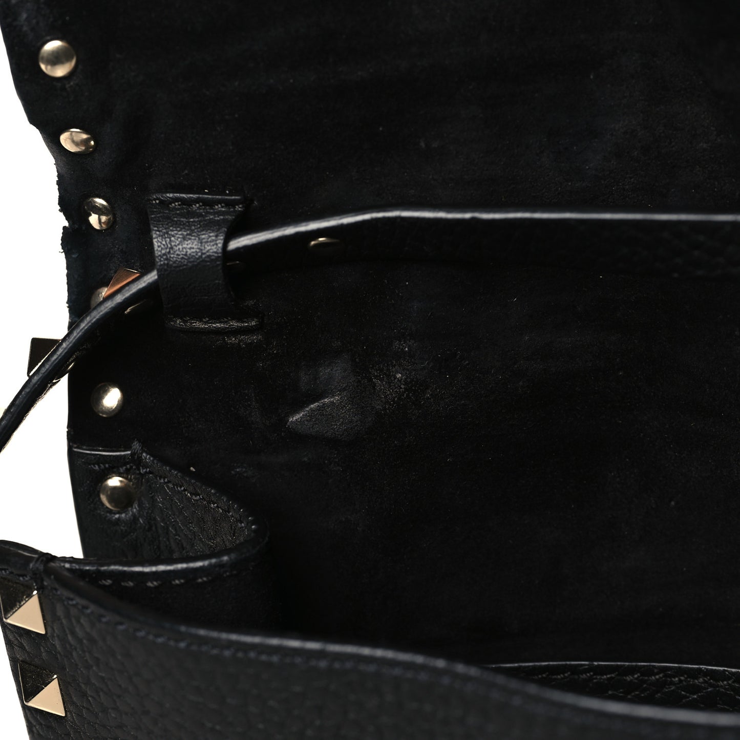 Pebbled Calfskin Medium Rockstud Flip Lock Crossbody Bag Black