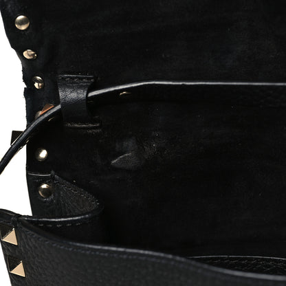 Valentino Garavani Pebbled Calfskin Medium Rockstud Flip Lock Crossbody Bag Black 9 of 11
