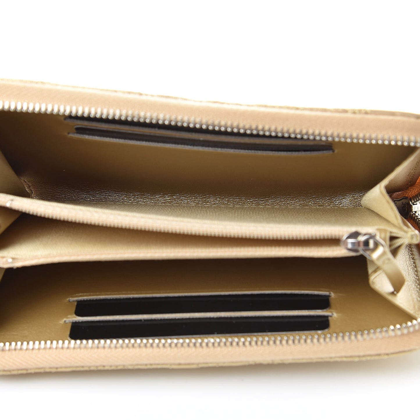 Metallic Lambskin Star Embossed Medium Zip Around Wallet Gold