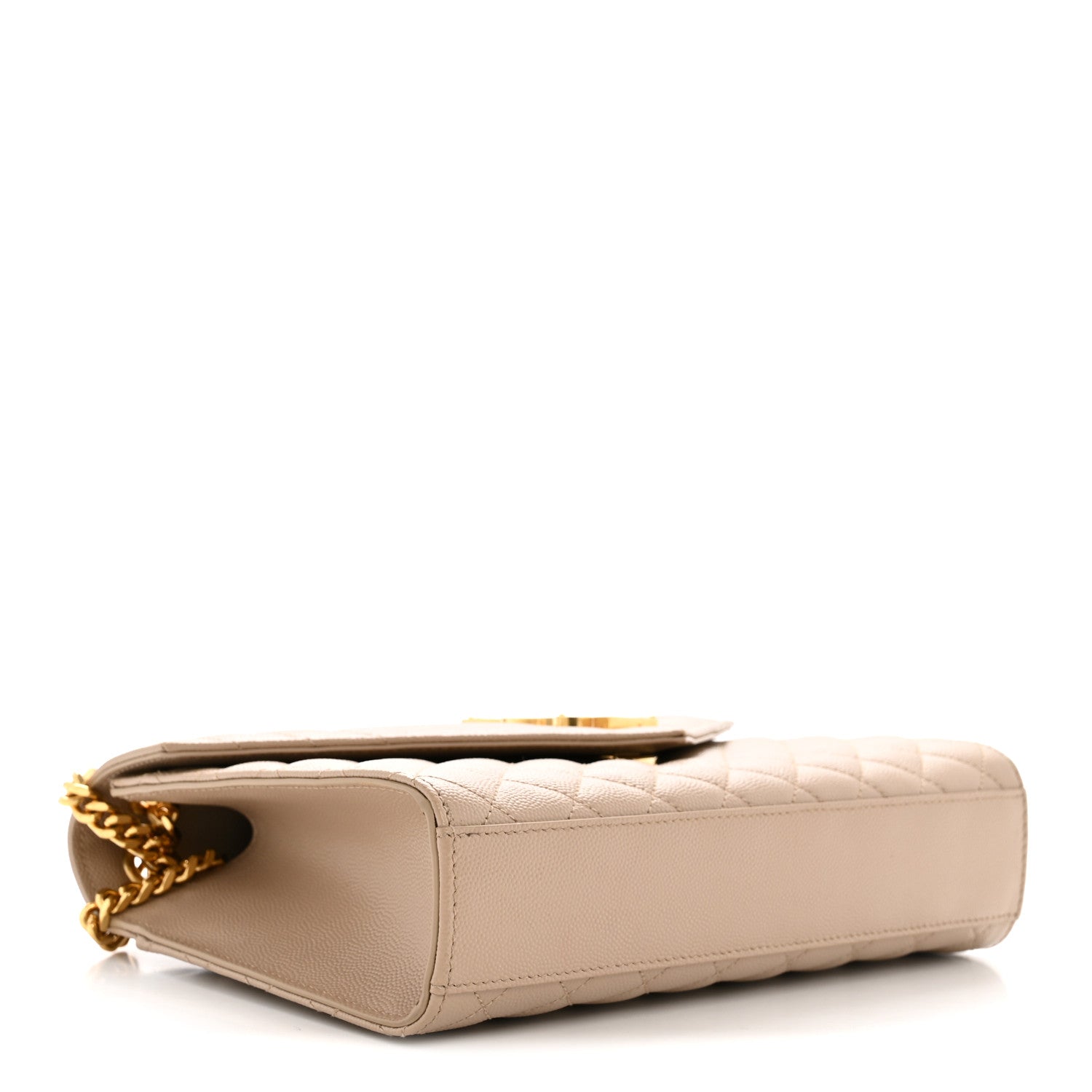 Saint Laurent Grain De Poudre Textured Mixed Matelasse Medium Triquilt Monogram Satchel Dark Beige 4 of 11