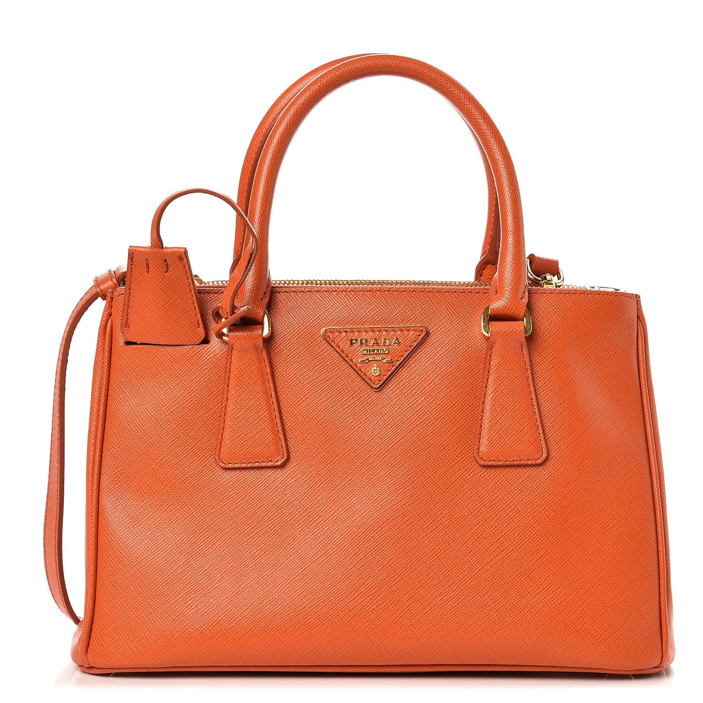 Saffiano Mini Galleria Double Zip Tote Papaya