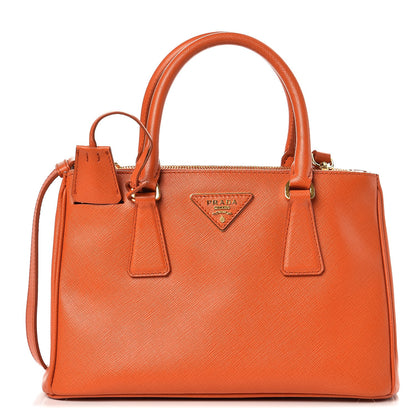 Prada Saffiano Mini Galleria Double Zip Tote Papaya 1 of 10
