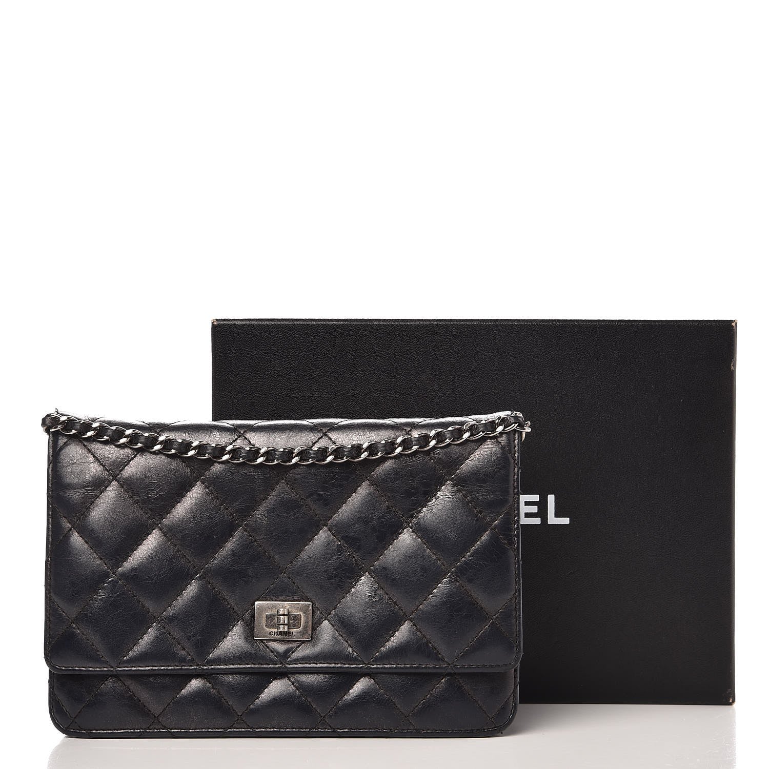 Chanel Aged Calfskin Reissue Wallet On Chain WOC Black 12 of 12